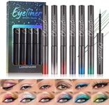 Joyeee Liquid Eyeliner, 6pcs Colored Eye Liner Eyeliner Pencil Brown Blue Red White Green Glitter Eyeliner Set Waterproof Smudgeproof Long Lasting Pigmented Gel Eyeliner Make Up for Girl Women Gift