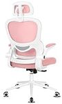 Misolant Ergonomic Office Chair, Desk Chair with Lumbar Support, Mesh Office Chair, Ergonmic Chair with Adjustable Headrest and Armrest, Recline Office Chair, Comfortable Office Chair for Home（Pink）