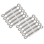 10pcs Eye and Eye Turnbuckle, Wire Rope Tension Wire Tensioner Strainer Stainless Steel Turnbuckles Adjustable Rope Tensioner M6 for Tighten Taut Rope, for Wire Rope Tension Heavy Duty