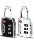 DOCOSS-Set of 2-202 TSA Locks for Luggage, Number Lock for Bag Small Locks for Luggage TSA Lock Combination Password Locks for Travel (Black,Silver)