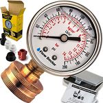 Flow Doctor Flow Doctor Water Pressure Gauge Kit, All Purpose, 6 Parts Kit, 0 To 200 Psi, 0 To 14 Bars, Standard 3/4" Female Garden Hose Thread Plus 5 Adapters To Test in Multiple Locations Indoors an