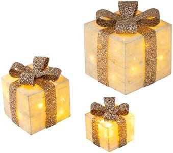 Bambelaa! Led Decorazione Light Gift Boxes - Set di 3 incl. Funzione Timer - Decorazione natalizia Decorazione natalizia Decorazione di Natale Illuminazione (Oro)