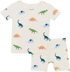 KYTE BABY, Short Sleeve Toddler Pajama Set, 97% Rayon made from Bamboo, 3% Spandex (10, Ecru Roar)