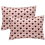 Winmany 2 Pack Toddler Pillow Cases Baby Silk Satin Pillowcases 49 x 36cm Cot Bed Envelope Pillow Cover Kids Soft Travel Pillow Pair Cases for Boys Girls Machine Washable (Pink Heart)