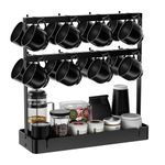 GAGUIUP Mug Tree Stand with Black Metal Mobile Hook Coffee Cup Holder for coffee table,Pods holder Countertop with Storage Base 2Tier Counter Cup Display Organizer for Kitchen Tea Coffee Bar