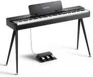 Donner OURA S100 Digital Piano with 88 Key Graded Hammer Weighted Keyboard for Beginner, Full Size Electric Piano Keyboard with Bluetooth, 3 Original Demos, LOCAL OFF, 2×10 W, Piano Three Pedal, Black