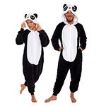 Slim Fit Adult Onesie - Animal Halloween Costume - Plush Fruit One Piece Cosplay Suit for Women and Men by FUNZIEZ! Panda, Panda, Medium