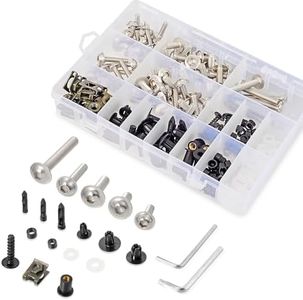 Motorcycle Fairing Bolt Kit 210pcs 304 Stainless Steel M5 M6 Fairing Screws Fasteners Universal Nut Clips Maintenance Restoration Kit for Kawasaki Suzuki Honda Yamaha BMW (Silver)