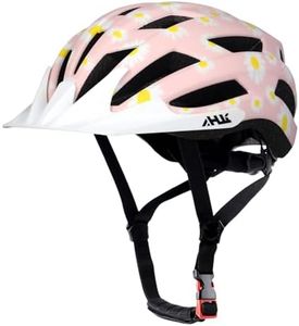 Youth Girl Road Bike Helmet, Men Women Adjustable Mountain Bicycle Helmet with Detachable Visor, 2 Sizes for Age 8-14+ Youth, Kids, Adult (Pink Daisy, M)