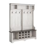 Prepac Rustic Ridge Farmhouse Entryway Cabinet, Shoe Cabinet, Hallway Storage Cabinet with Shoe Cubbies and Coat Hooks 15.5" D x 60" W x 77" H, ASOG-0014-1