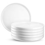 Jassceram 10.5 Inch Dinner Plates, Modern Dinnerware Dishes Set for Family Dinner and Restaurant - Microwave, Oven and Dishwasher Safe, Scratch Resistant and Lead-Free, High Lip Design, White