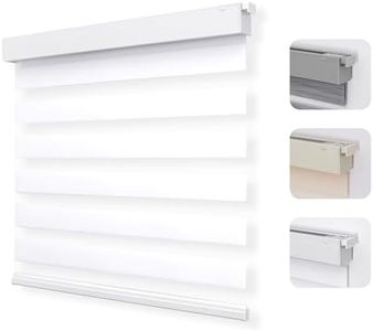 Joydeco No Drill Zebra Blinds for Windows, Cordless Dual-Layer Privacy Zebra Shades for Indoor Windows, Easy to Install, Light Filtering Sheer Blinds for Home (Off-White,35 "W x 75 "H)