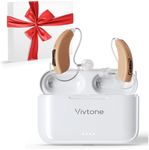 Vivtone Rechargeable Hearing Aids for Seniors Adults, Advanced Multi Channel Digital BTE Hearing Assist, with Recycle Charging Case for 125 Hrs Backup Power, Auto-On/Off, Pair, Lucid508-beige