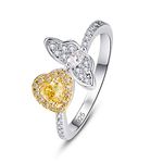 Narica Exquisite Heart Shaped Butterfly 925 Sterling Silver Plated Birthstone Citrine Rings for Girls Size 6