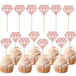 ZHUOWEISM 36 PCS Diamond Cupcake Toppers Glitter Diamond Donut Cupcake Picks for Wedding Engagement Bridal Shower Birthday Anniversary Party Cake Decorations Supplies Rose Gold