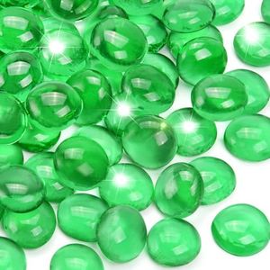 RUOJAS 10LB Green Flat Glass Marbles for Vases, Gemstone Beads Vase Filler Decorative Glass Pebbles for Fish Tank, DIY Crafts, Aquarium Decor Rocks