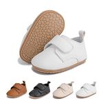 Sonsage Infant Baby Boy Girl First Walking Shoes Newborn Prewalkers Non Slip Rubber Sole Crib Trainers Toddler PU Leather Sneakers 3-6 Months