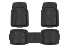 Amazon Basics 3-Piece All-Weather Protection Heavy Duty Rubber Floor Mats for Cars, SUVs, and Trucks Black,Universal Trim to Fit