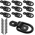 Yunukin D Rings Tie Down Anchors Hooks for Trailer Truck Bed Bracket Enclosed Points Pickup Camper Surface Mount D-Ring Heavy Duty 1/4" 2400 Pound Capacity (10-Pack)