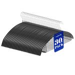 GZQXHOME 30 Pack Non Slip PVC Coating Metal Clothes Hangers No Shoulder Bump,Built-in Shoulder Hook and Bottom Rod,Suitable for Sweaters,Suits,Shirts,Skirt,Jackets (Black, 30 Pack)