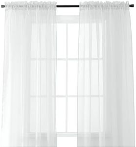 Elegant Comfort 2-Piece Sheer Panel with 2inch -Rod Pocket - Window Curtains 60-inch Width X 84-inch Length - White