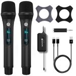 DIGIMORE Rechargeable Wireless Microphone| 6Hrs Battery | 200ft Range | Type-C Charging | LED Digital Display |2400MHz Cordless Mic for House Parties, Outdoor Party, Singing, Classroom (D-350 Black)