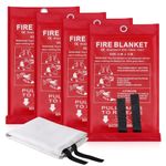 LUXJET Fire Blanket Kitchen, 4 Pack Fiberglass Fire Retardant Blanket Emergency Survival Safety Cover for Kitchen, Survival Gear, Construct, Gas Station, Warehouse