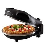 Ariete 917 Pizza in 4 Minutes Multi-use Pizza Oven 1200W Non-Stick Fireclay Stone Max Temperature 400°C 5 Cooking Levels, Includes 2 wooden pallets - Black