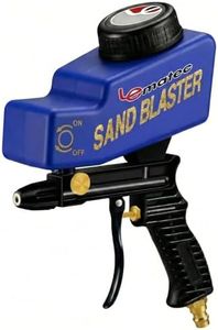 LE LEMATEC Sand Blaster Gun Kit for Air Compressor, Portable Abrasive Media Blaster for Cleaning, Paint & Rust Removal, Works with Aluminum, Sand, Walnut, & Soda, Ideal for Metal & Wood, AS118 Blue