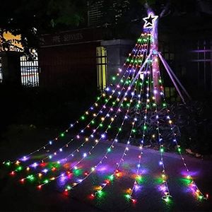 Outdoor Christmas Decorations Star String Lights, 317 LED 11.5 ft Waterfall Tree Lights with 8 Memory Lighting Modes&Timer Christmas Star Lights for Yard Indoor, Festival, Party, Christmas Decorations