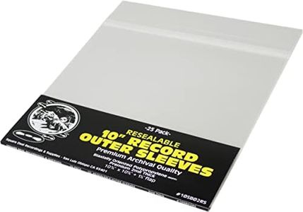 (25) 10" Resealable Record Outer Sleeves - Super Clear Premium 2 Mil Thick - Archival Quality BOPP - 10-3/4" x 10-3/8" + 1-1/2" Flap - 10SB02RS
