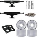 Longboard Skateboard Trucks Combo Set 70mm Bigfoot Pathfinder Wheels with Polished or Black Trucks, Bearings, and Hardware Package (Clear Wheels, 6.0 (8.63") Black Trucks)