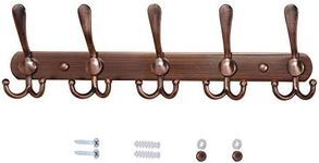 Dseap Wall Mounted Coat Rack - 5 Tri Hooks, Heavy Duty, Stainless Steel, Metal Coat Hook Rail for Coat Hat Towel Purse Robes Mudroom Bathroom Entryway,Antique Copper