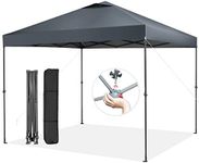 Tangkula 10x10 Ft Pop Up Canopy, 1 Person Set-up Instant Tent with Center Lock, Carry Bag, Rotatable Feet, 8 Stakes, 4 Ropes, Outdoor Canopy Tent for Beach, Camp, Patio, Market (Gray)