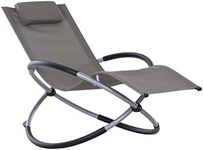 Outsunny Outdoor Orbital Lounger Zero Gravity Patio Chaise Sun Lounger Foldable Rocking Chair with Pillow, Grey