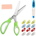 GOTRUST Pinking Shears Set for Fabric Cutting, 9.4Inch Zig Zag Seeing Scissors, Professional Dressmaking Scissors with Thread Snips and 5 Clips, Embroidery Scissor for Leather Fabrics Paper