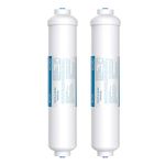 Vegebe Inline Water Filter for Ice Maker, Refrigerator, Under-Sink Reverse Osmosis Water System, Post Activated Carbon Water Filter Replacement Cartridge with 1/4-Inch Quick-Connect (Pack of 2)