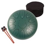 Steel Tongue Drum - Percussion Instrument -Handpan Drum with Bag, Music Book, Mallets, Finger Picks (12", Green)