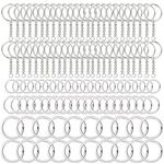 YuCool Keychain Ring Set,50pcs Key Ring with Keychain and 60pcs Open Jump Ring,Metal Keyring Chains,for Home Keychains, Lanyards, Gifts and Other Crafts Jewelry Making