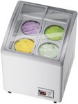 21 in Commercial Ice Cream Freezer 5.5 Cu.Ft Display Case Commercial Freezer with 4 Tubs and 2 Sliding Glass Door for Shop