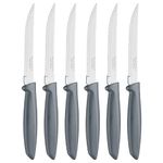Tramontina Kitchen Knives Set of 6, Serrated Fruit Tomato Cooking Knife, Vegetable Chopper Peeler, Stainless Steel, Multipurpose, Pointed Tip, Grey, 23498654