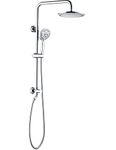 Rain Shower heads system including rain fall shower head and handheld shower head with height adjustable holder, solid brass rail 60 inch long stainless steel shower hose (chrome plated)