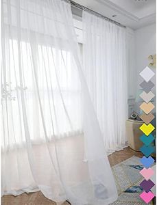 Window White Sheer Curtains 108 Inches Long 2 Panels Sheer White Curtains Clear Curtains Basic Rod Pocket Panel Beige Grey Purple Pink 63 72 84 95 108 Inch Bedroom Children Living Room Yard Kitchen