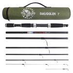 Rigged and Ready Smuggler 7 Travel Fishing Rod & Case. Compact yet powerful 8.5’ (235cm) rod, with 2 tips, for spin and general fishing. The most powerful Smuggler rod for fish up to 20lbs (10kg)