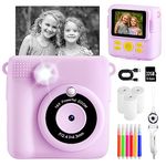 Kids Camera for Girls Boys, Instant Camera for Kids with Print Photo Paper,1080P HD Kids Digital Camera with 32GB SD Card Portable Toy Birthday Gifts for 3 4 5 6 7 8 9 10 Year Old Girl boy,6 Color Pen