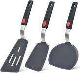 Trifecta Silicone Spatula Turner Set of 3, 480°F Heat Resistant Cooking Spatulas for Nonstick Cookware, Large Flexible Kitchen Utensils BPA Free Rubber Spatula Set for Egg, Pancake, Fish, Burger