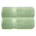 Sulfar 100% Combed Cotton, Quick Drying Highly Absorbent Thick Bathroom Towels, Luxury Bath Towel Set (Pack of 2, 70 X 140 cm) - 600 GSM (Nature Green)