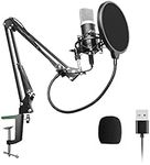 USB Microphone, uhuru USB Podcast Microphone Kit with Metal Pop Filter Arm Stand Plug & Play Singing Microphone for Streaming Recording Gaming Voiceover (UM-900)