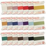 Griffin Silk Bead Cord Perlseide – Size 4 (0.60mm) 21 Color Sampler – 2 Meters per Card ��– Stainless Steel Needle Attached – for Knotting Pearls, Gemstones, Crystals and Beads