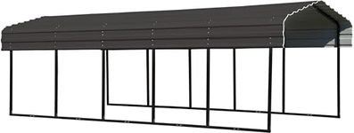 Arrow Galvanized Steel Carport 10 x 24 x 7 ft, Black/Charcoal (10 x 24 x 7-Foot)